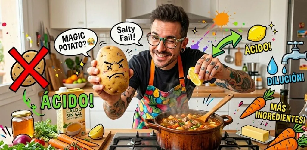 El Mito de la Patata "Mágica": Por Qué Echar una Patata a un Guiso Salado No Sirve Para Nada (y Cómo Arreglarlo de Verdad)