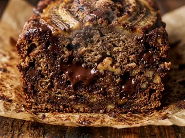 Bizcocho Saludable de Plátano y Chocolate Sin Azúcar Añadido
