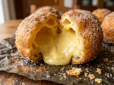 Buñuelos de viento tradicionales rellenos de crema pastelera