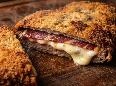 Cachopos Rellenos de Cecina de León, Queso de Cabra y Cebolla Caramelizada
