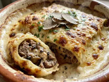 Canelones Rossini Tradicionales Gratinados con Foie Gras y Trufa Negra