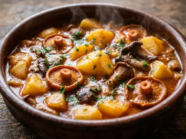 Guiso Tradicional de Patatas con Níscalos y Setas de Otoño