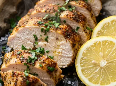 Pechugas de pollo jugosas en Airfryer con limón y hierbas