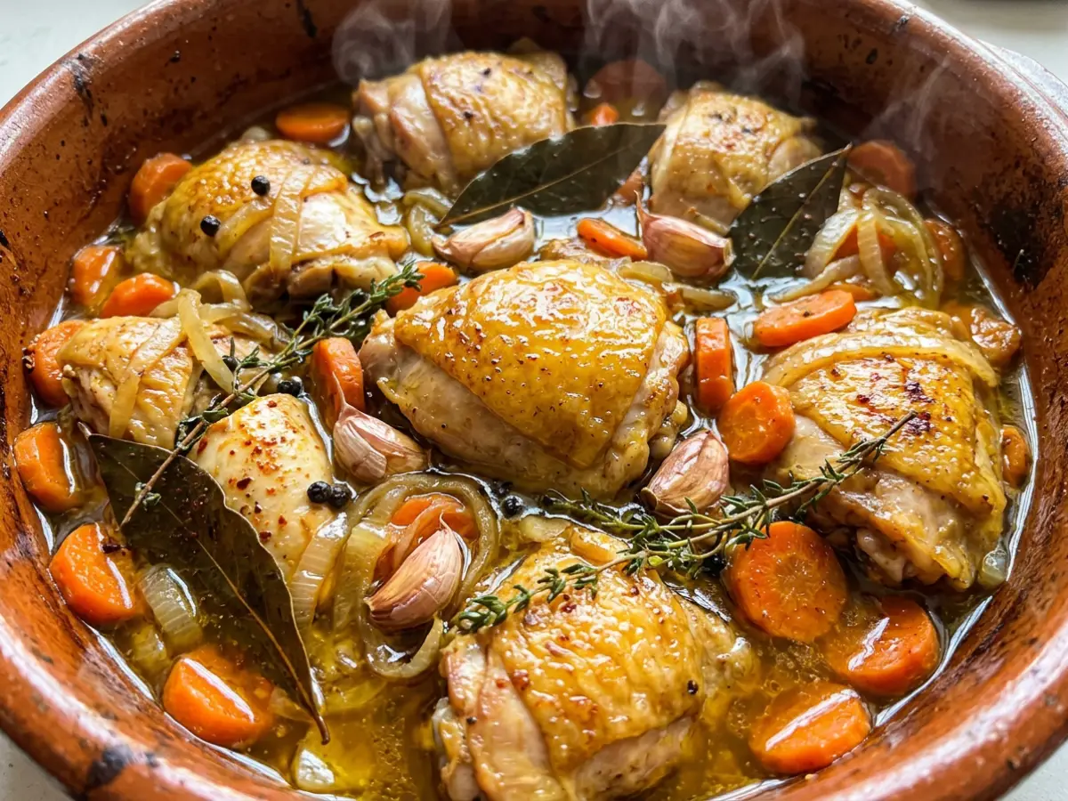 Pollo en Escabeche Tradicional de la Abuela con Hortalizas y Aromáticos