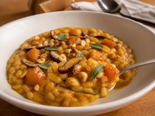 Arroz Meloso De Calabaza Asada, Shiitake Y Avellanas En Thermomix