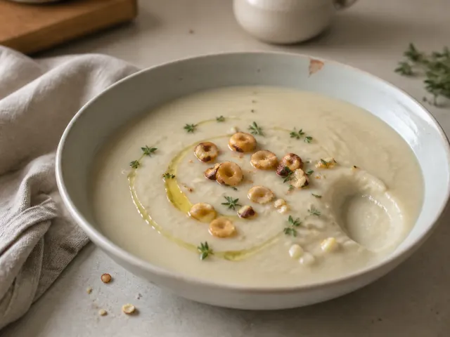 Crema De Coliflor Y Pera Con Avellanas En Thermomix