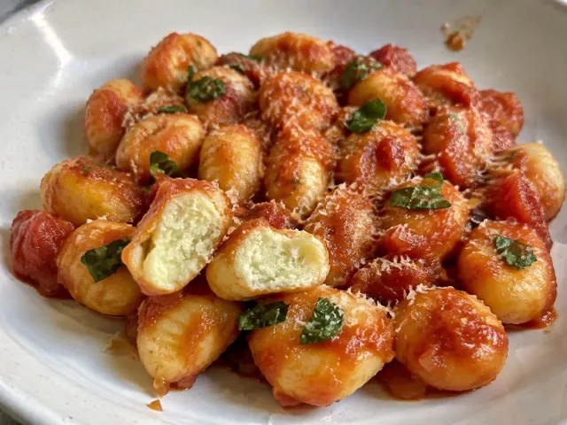 Ñoquis Caseros Con Salsa De Tomate Y Albahaca