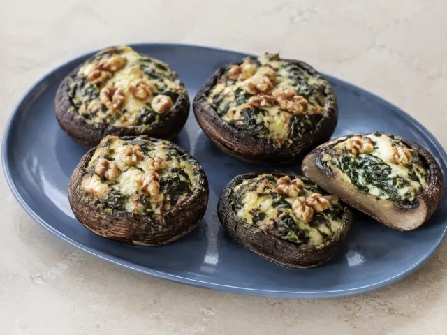 Champiñones Rellenos De Espinacas Y Queso En Airfryer