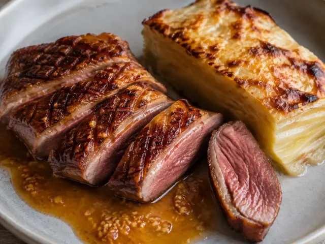 Magret De Pato A La Naranja Con Gratén De Patata