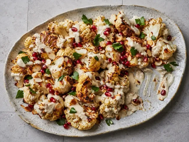 Coliflor Asada Con Salsa De Tahini Y Granada