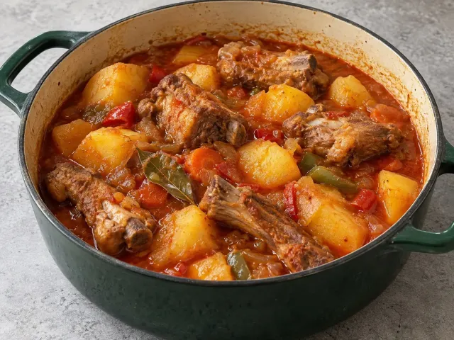 Patatas Guisadas Con Costilla De Cerdo Y Pimentón