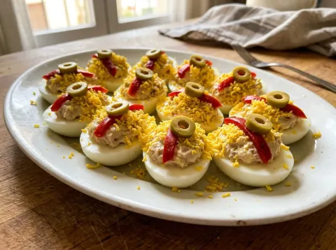 Huevos Rellenos Tradicionales De La Abuela Con Atún Y Pimientos