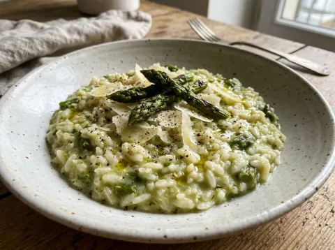 Risotto De Espárragos Trigueros Y Parmesano En Thermomix