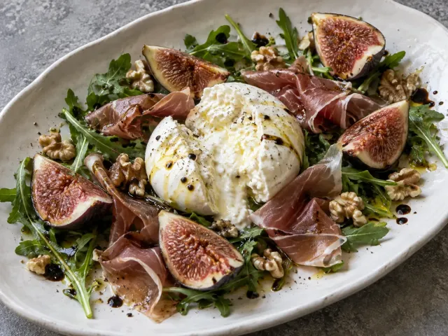 Ensalada De Higos, Burrata Y Jamón Serrano