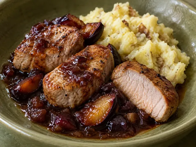 Solomillo De Cerdo Con Salsa De Ciruelas