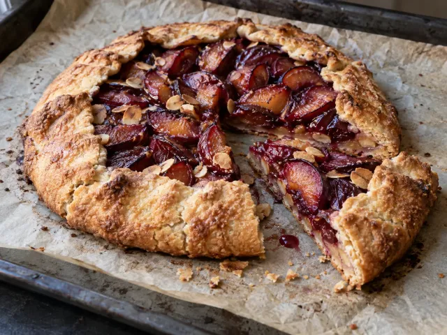 Tarta Rústica De Ciruelas Y Almendra