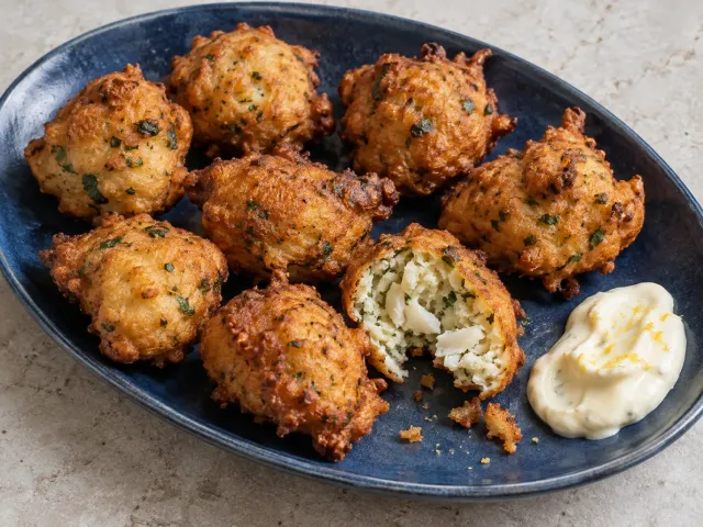 Buñuelos De Bacalao Y Perejil Con Alioli De Limón