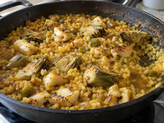 Arroz Meloso De Sepia, Alcachofas Y Azafrán