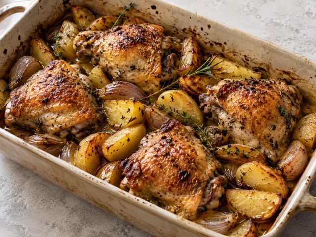 Pollo Asado Al Horno Con Patatas Y Hierbas