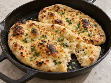 Naan De Ajo Y Yogur A La Sartén
