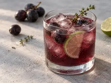 Mocktail De Uva Negra, Lima Y Tomillo