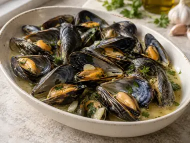Mejillones A La Sidra Con Ajo Y Perejil