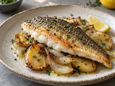 Dorada Al Horno Con Patatas Y Cebolla