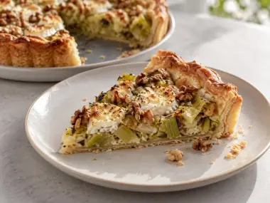 Tarta Salada De Puerro, Queso De Cabra Y Nueces