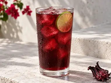 Agua De Jamaica Con Lima
