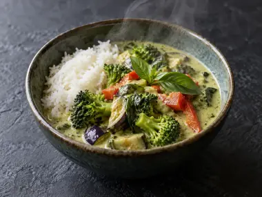 Curry Verde De Verduras Con Arroz Jazmín