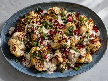 Coliflor Asada Con Yogur, Tahini Y Granada