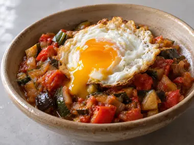 Pisto Manchego Con Huevo Frito