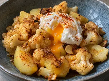 Coliflor Al Ajillo Con Patatas Y Huevo Poché