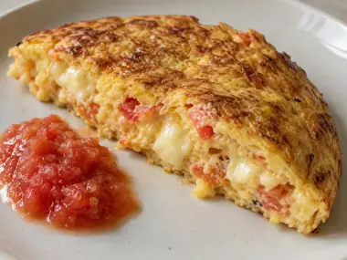 Tortilla De Quesitos Y Tomate Natural