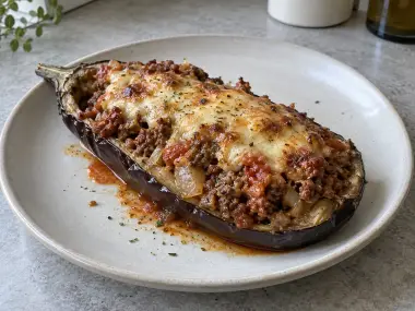 Berenjenas Rellenas De Carne Y Gratinadas