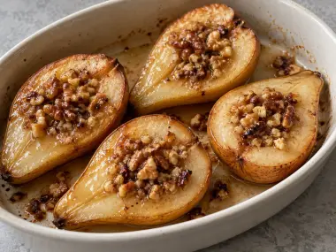 Peras Asadas Rellenas De Nueces Y Miel