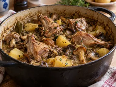 Conejo Guisado Con Setas Y Patatas