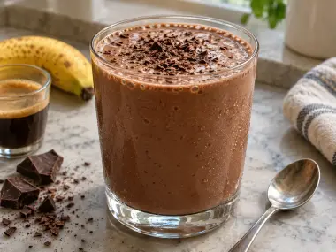 Batido Cremoso De Helado De Chocolate, Plátano Y Café