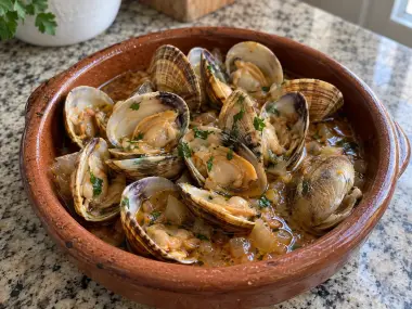 Almejas A La Marinera Tradicionales En Cazuela De Barro