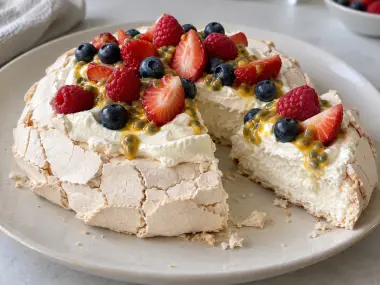 Pavlova De Frutos Rojos Con Crema De Limón