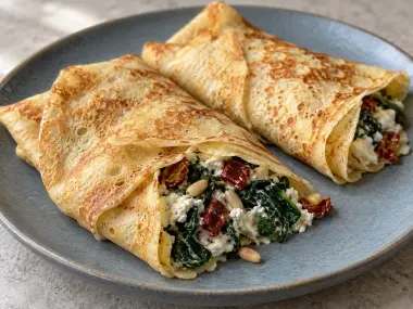 Crepes Salados De Ricotta, Espinacas Y Tomate Seco