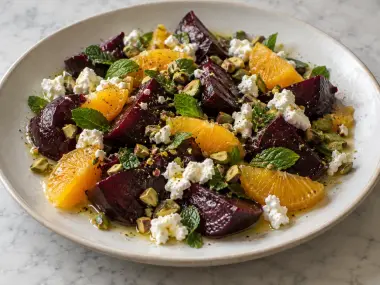 Ensalada De Remolacha Asada, Naranja Y Queso De Cabra