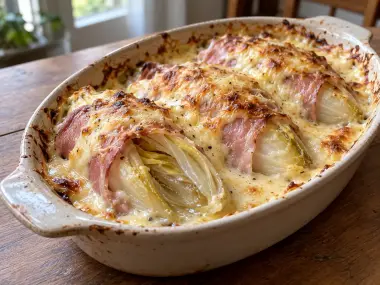 Endivias Gratinadas Con Jamón Y Bechamel Casera