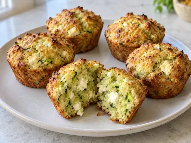 Muffins Salados De Calabacín, Feta Y Cebollino