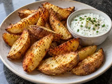 Patatas Gajo En Airfryer Con Salsa Cremosa De Ajo Y Hierbas