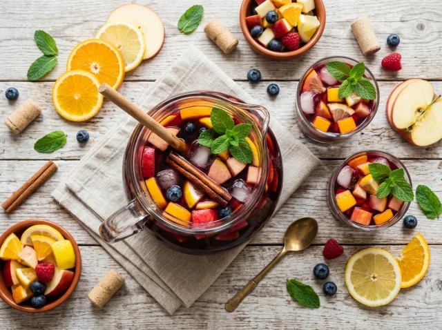 Sangría Tradicional Española con Frutas de Temporada y Canela